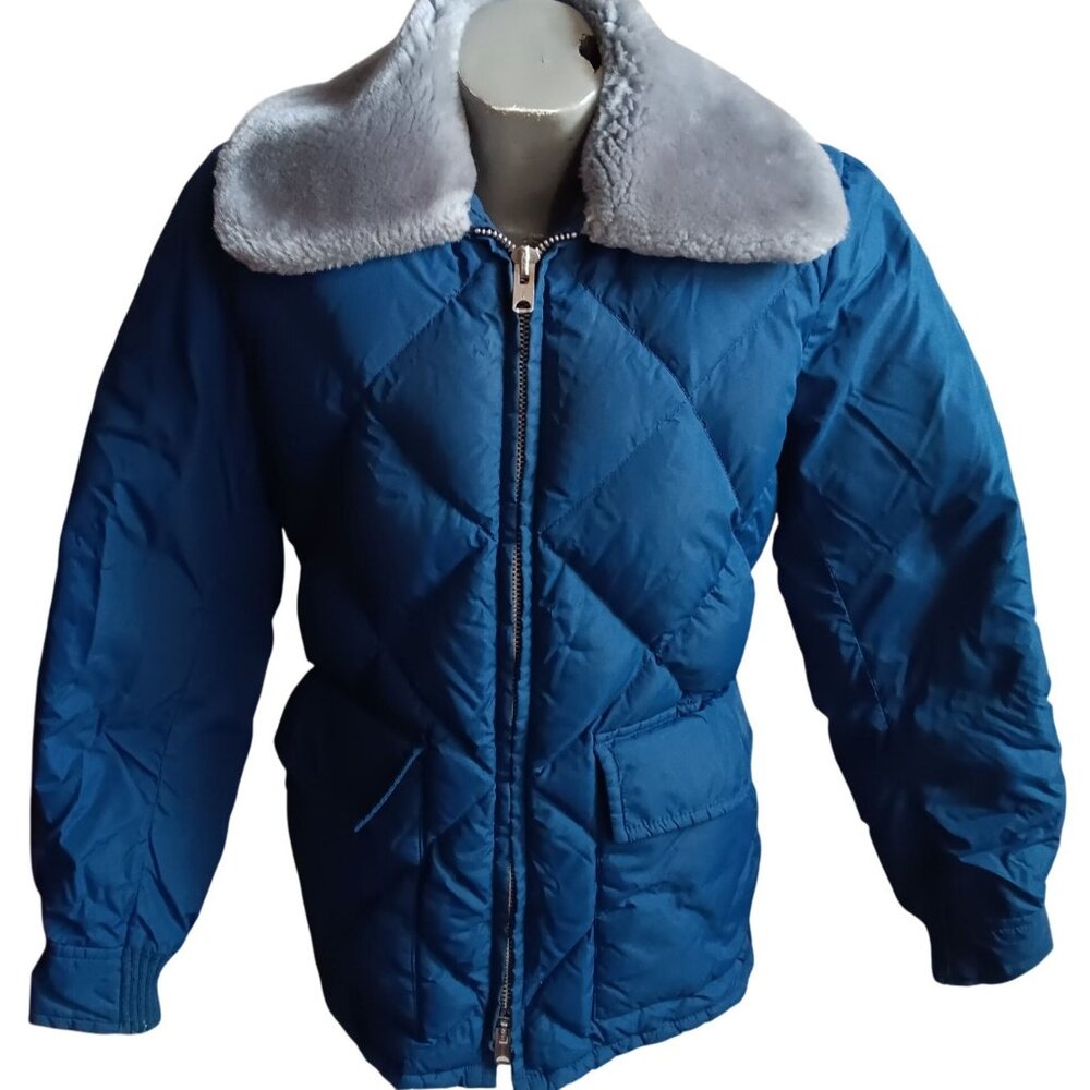 Men's Small Vintage Jacket Tempco Down Insulated Blue Quilted Seattle 38 Puffer